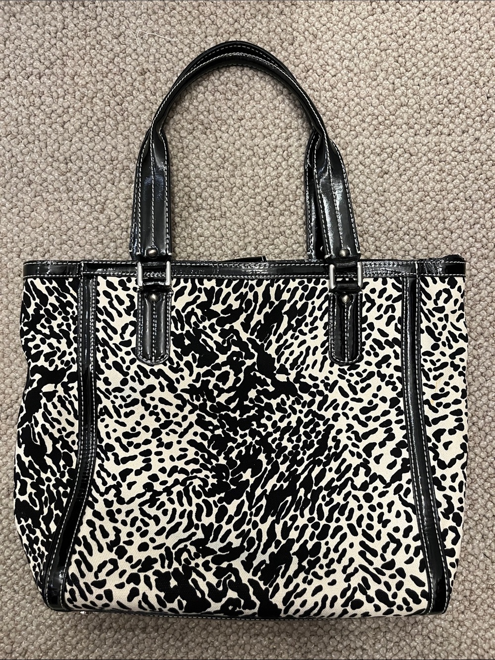 Talbots Black and White Animal-Print Tote